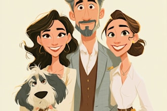 draw romantic animated couple portraits from photos
