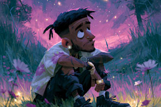create a handcrafted cartoon cover art for your ep, album or single