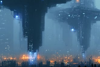 design a futuristic megacity with neon lights