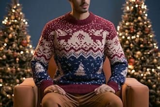create ugly christmas sweater and t shirt bundle design