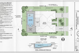 draft swimming pool permit drawing and site plan for florida building department