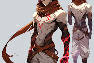 create character sheets and posters in an anime art style