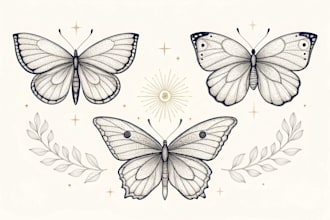 create fine line butterfly tattoo designs