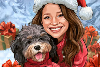 make custom christmas cartoon portraits and cards