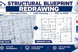 redraw damaged or unclear structural blueprints for tennessee projects