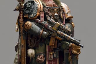paint high quality warhammer 40k space marine and grimdark character art