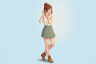 draw a custom anime cartoon character illustration