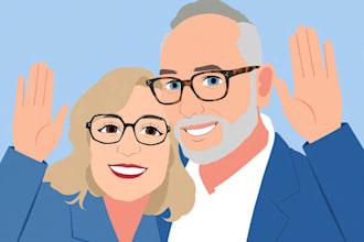 draw a romantic animated style couple portrait from photos