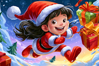 make unique christmas character illustrations with festive details