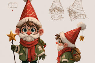 illustrate christmas card,christmas character