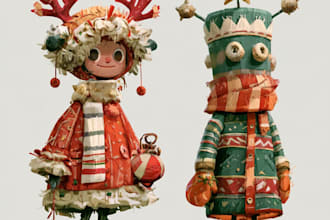 freehand style christmas character