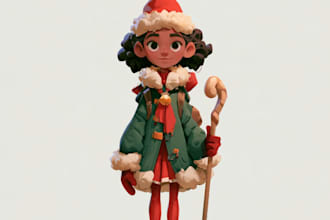 illustrate christmas card,christmas character