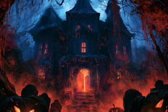 create a creepy horror halloween illustration