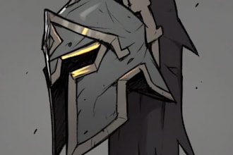 draw mecha helmet, weapon, armor concept