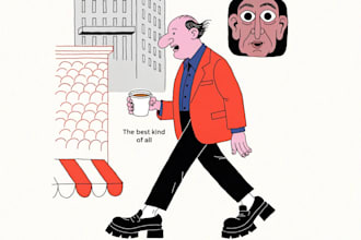 draw new yorker style single panel cartoon