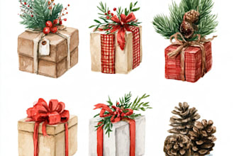 design cute watercolor christmas product labels and packaging
