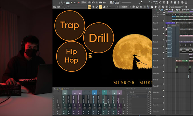 create a dark trap or drill beat for rap vocals