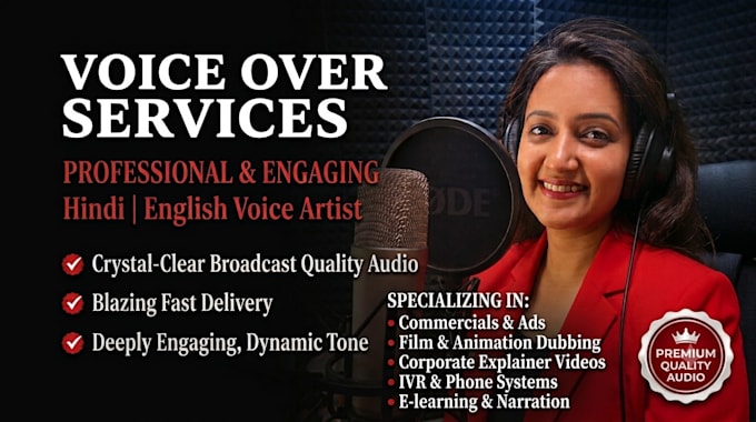 record a professional voice over in hindi or english