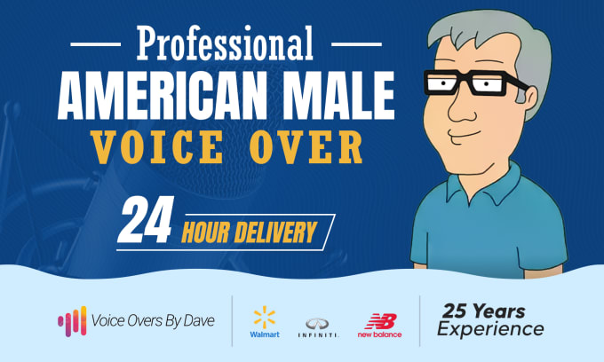 I will record a professional american male voice over