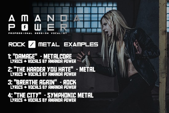 be your female singer vocalist pop rock metal edm songwriter