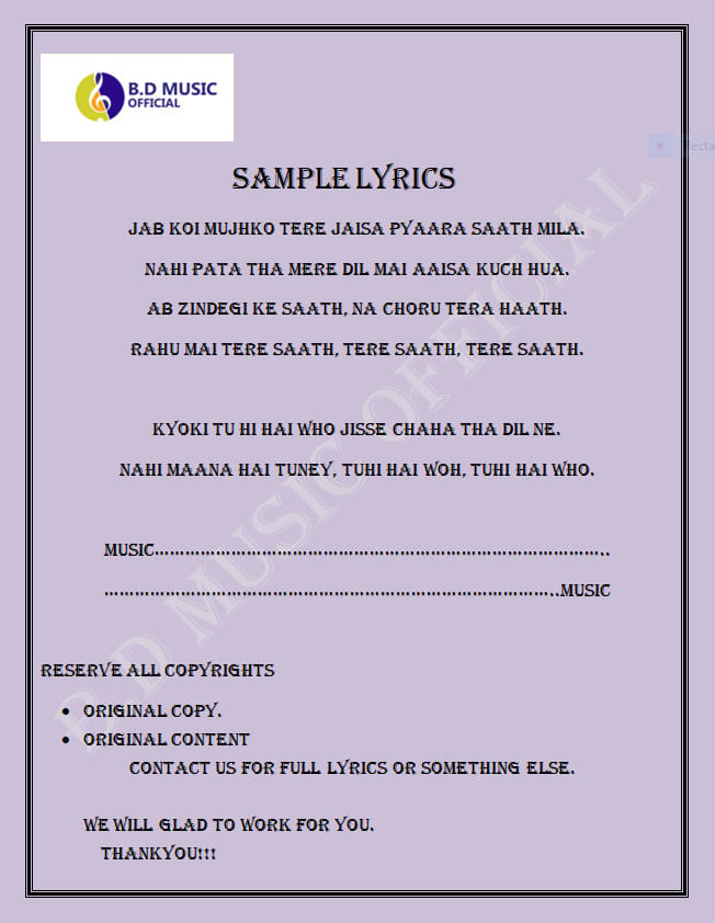 Provide You Best Quality Lyrics In Hindi By Biswa16 Fiverr Provide You Best Quality Lyrics In Hindi By Biswa16 Fiverr