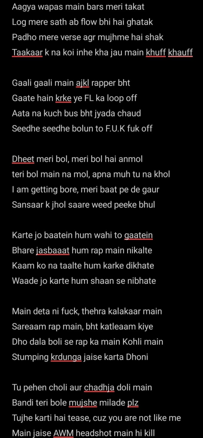 Professionally ghost write hindi rap song lyrics by Abhikesh28_