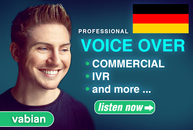 record your german male voice over for commercial  explanatory and much more