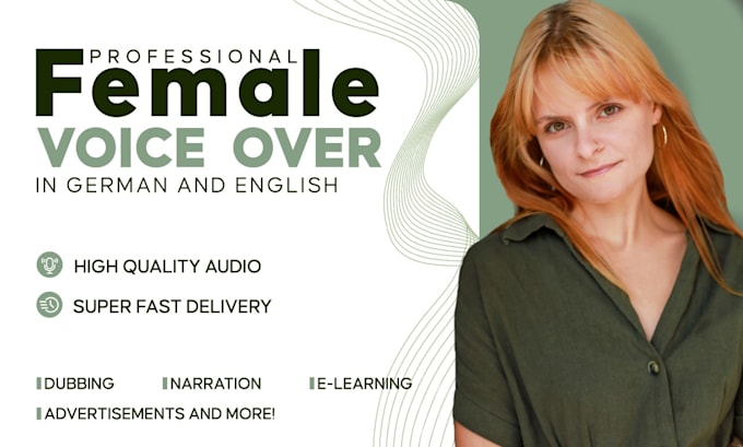 record high quality voice overs in a young female voice in german or english