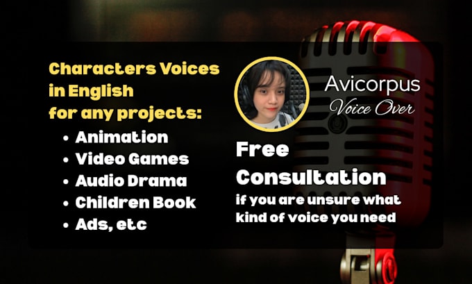 provide character voice over in english