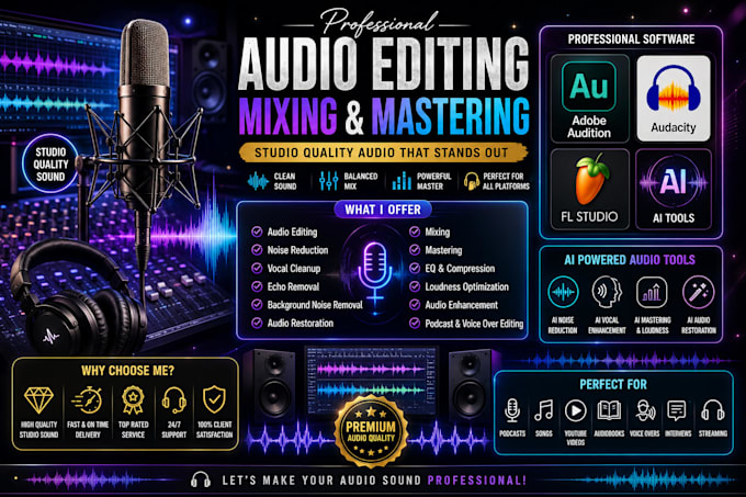 do world level audio editing, mixing and mastering quickly