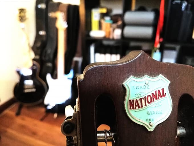 record acoustic national slide guitar on your song