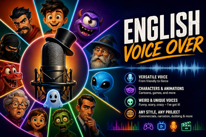 voice over your video game, cartoon or any character