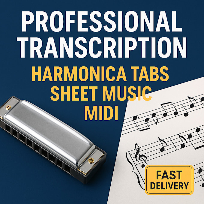 transcribe sheet music, audio or video into harmonica tabs or midi
