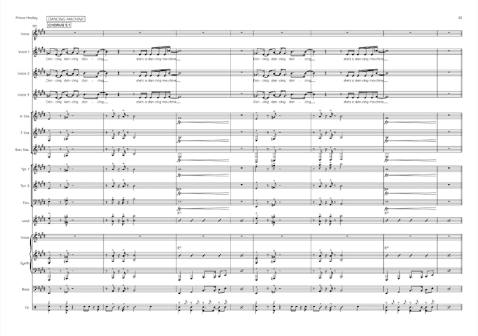score a song for ensembles as a transcription or arrangement