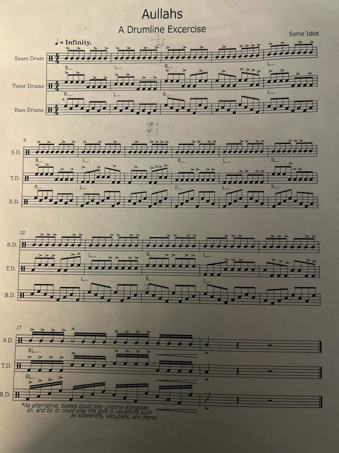 write warmups and exercises for your drumline or front ensemble