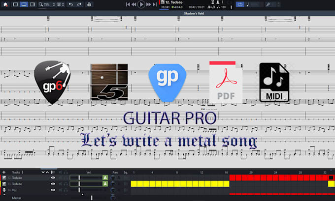 write a metal song in guitar pro