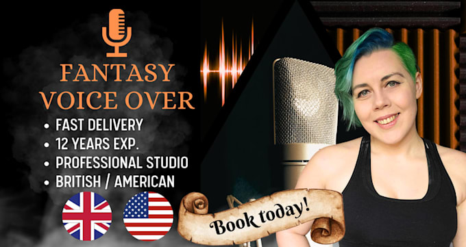 record studio quality fantasy female british voice over
