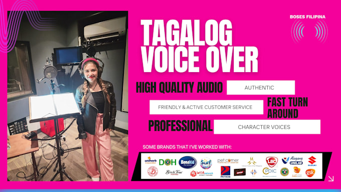 record a female HQ tagalog or filipino voice overs