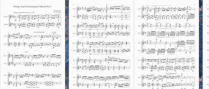 arrange or transcribe anything for strings or solo violin