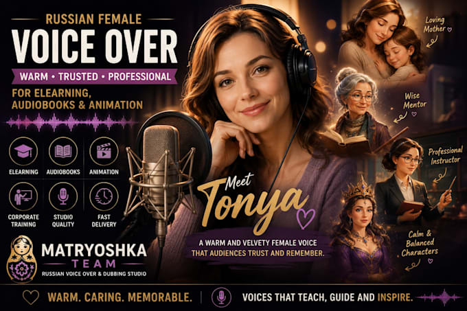 record a warm russian female voice over for elearning and animation