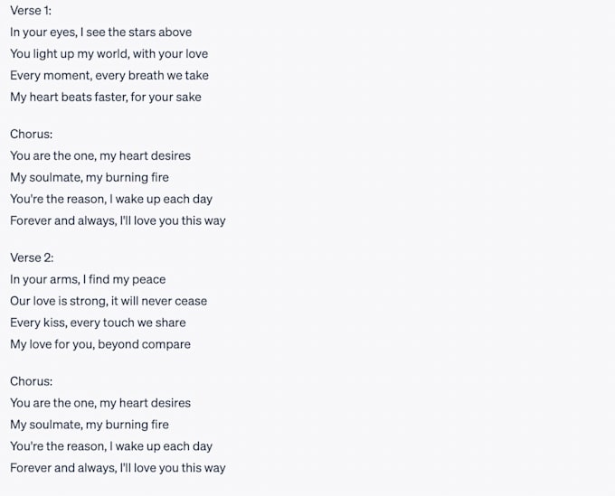 generate song lyrics of any genre and of your choosing