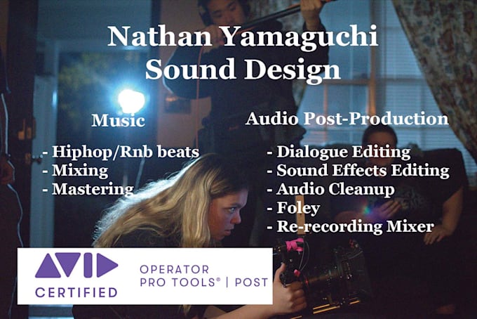 sound design for your film tv I can also produce hiphop and rnb tracks
