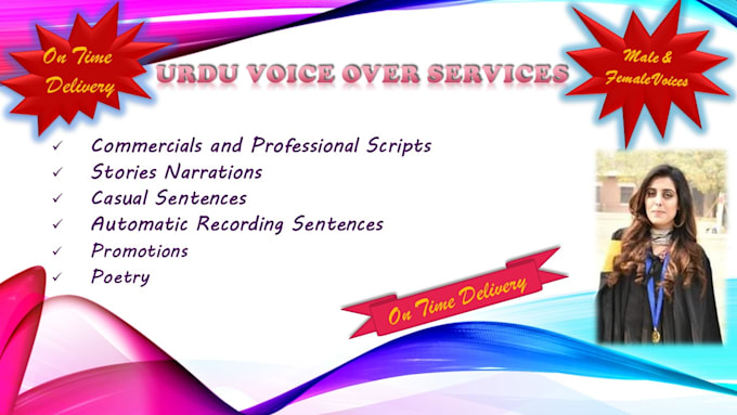 provide quality voice overs for provided scripts and desired file formats
