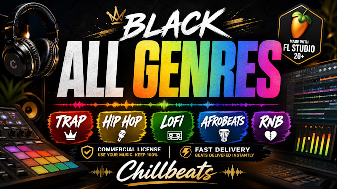create hip hop, trap, lofi, rnb, and afrobeats beats for you