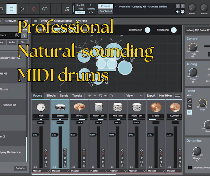 create realistic and natural sounding midi drums for you