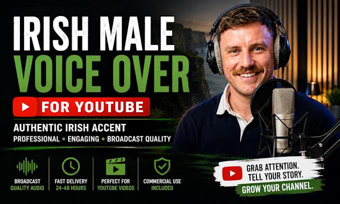 record an irish male accent youtube video voice over