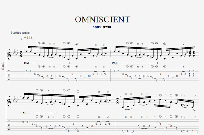 write original modern guitar riffs in guitar pro