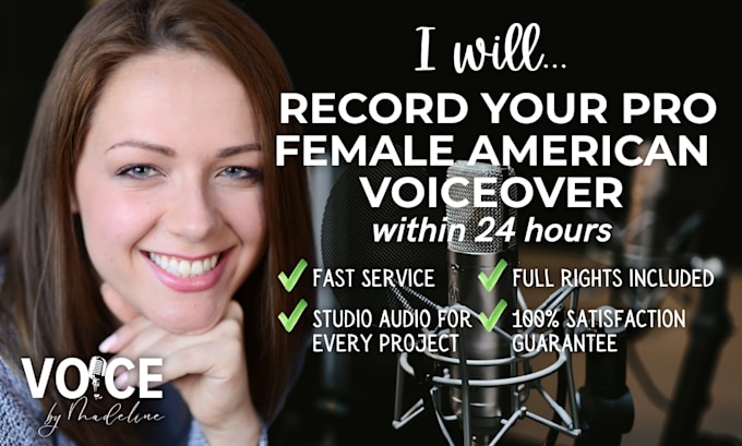 be your professional female voiceover for commercials, videos, podcasts