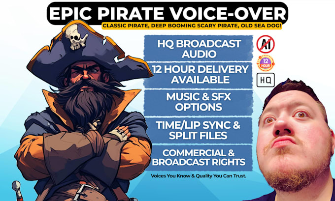 be your epic male pirate character voice