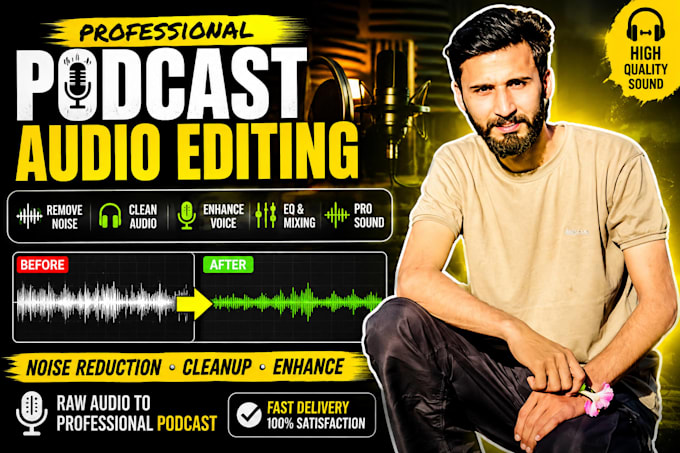 professionally edit your podcast audio, remove noise and enhance sound